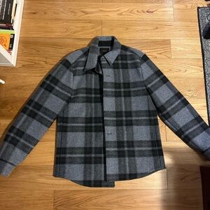 Vince heavy knit plaid shirt jacket